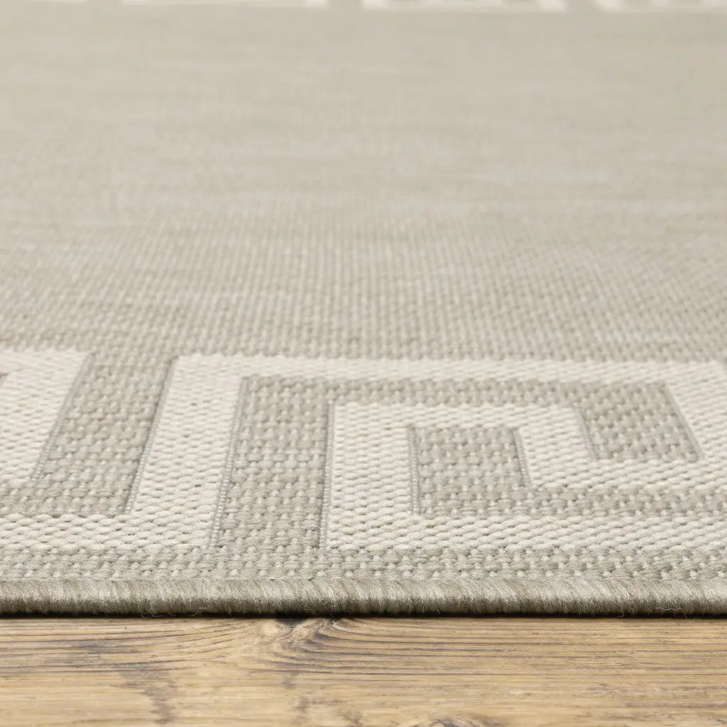 2' X 7' Gray and Ivory Stain Resistant Indoor Outdoor Area Rug Homeroots Outdoor