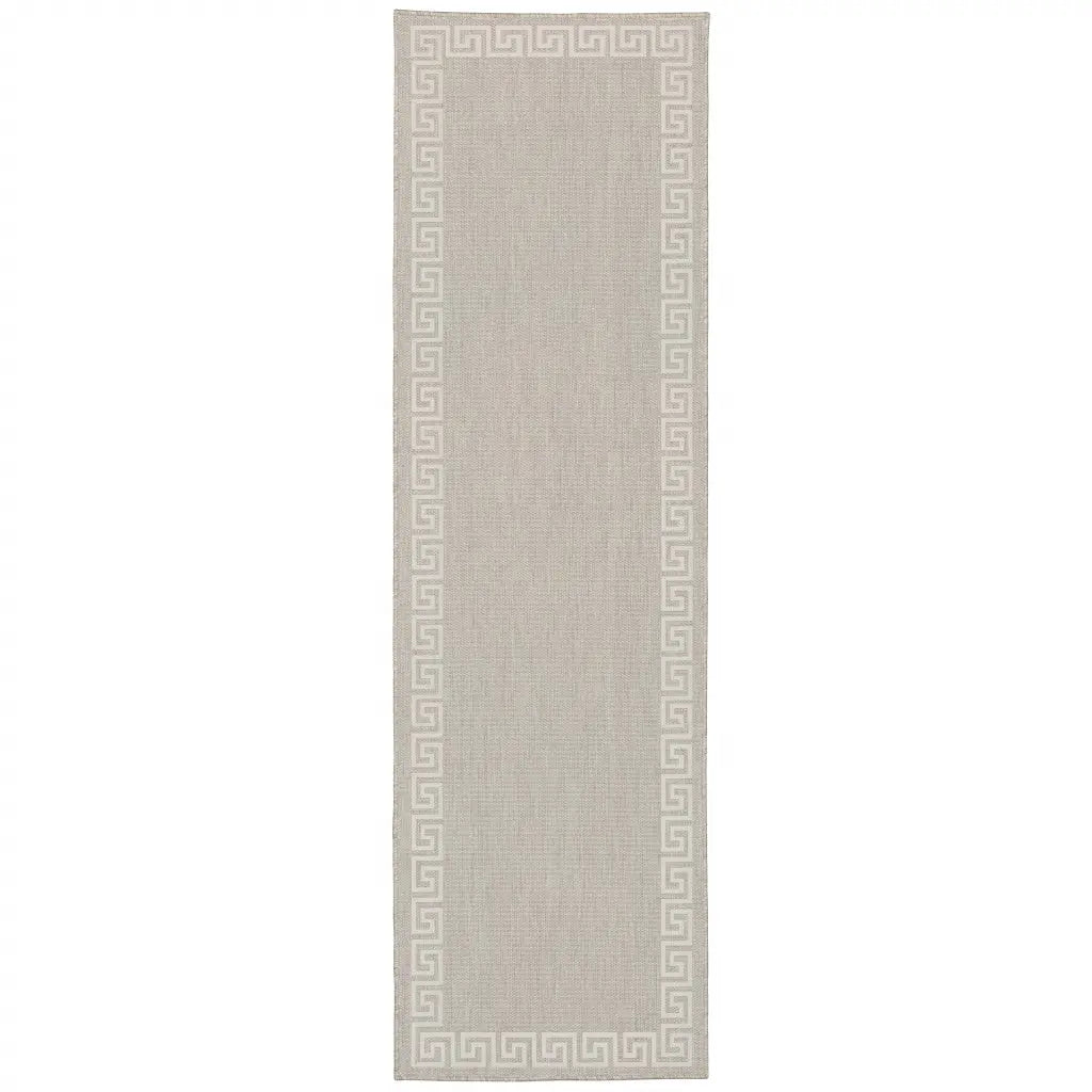 2' X 7' Gray and Ivory Stain Resistant Indoor Outdoor Area Rug Homeroots Outdoor