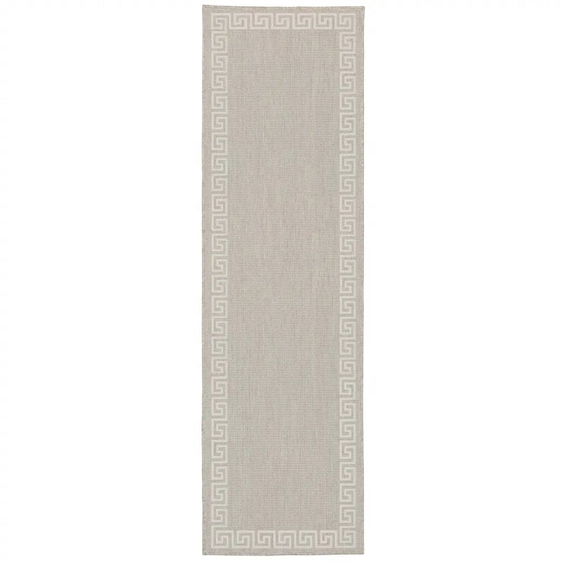 2' X 7' Gray and Ivory Stain Resistant Indoor Outdoor Area Rug Homeroots Outdoor