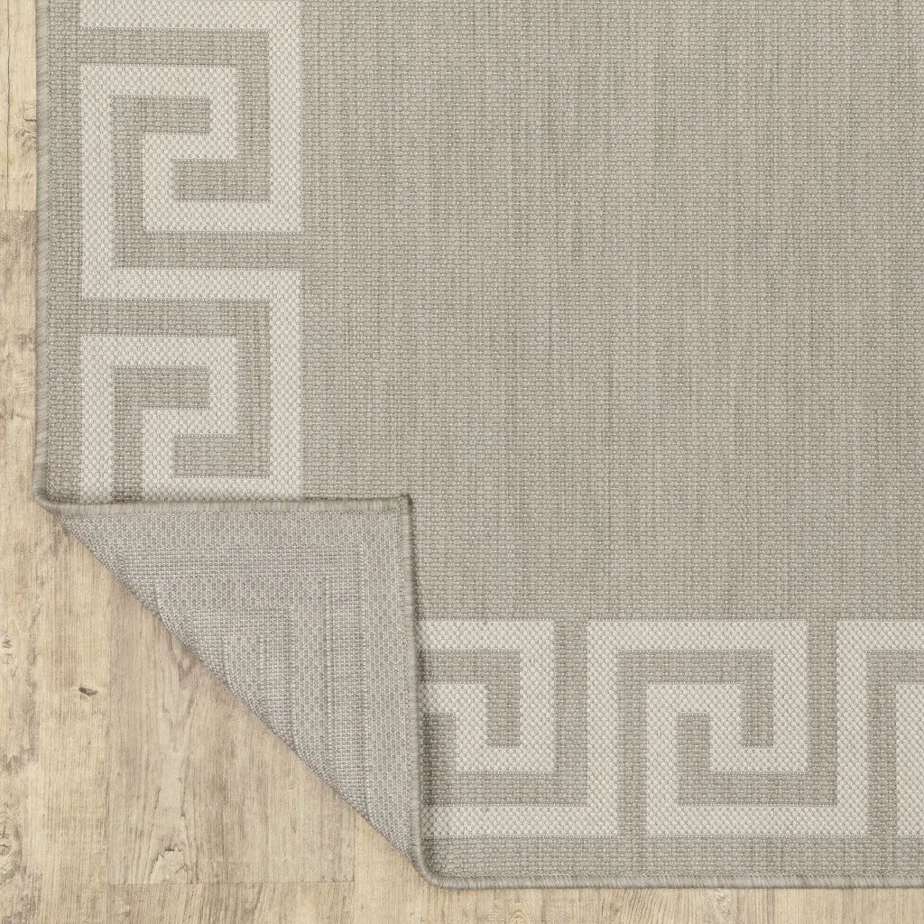 2' X 7' Gray and Ivory Stain Resistant Indoor Outdoor Area Rug Homeroots Outdoor