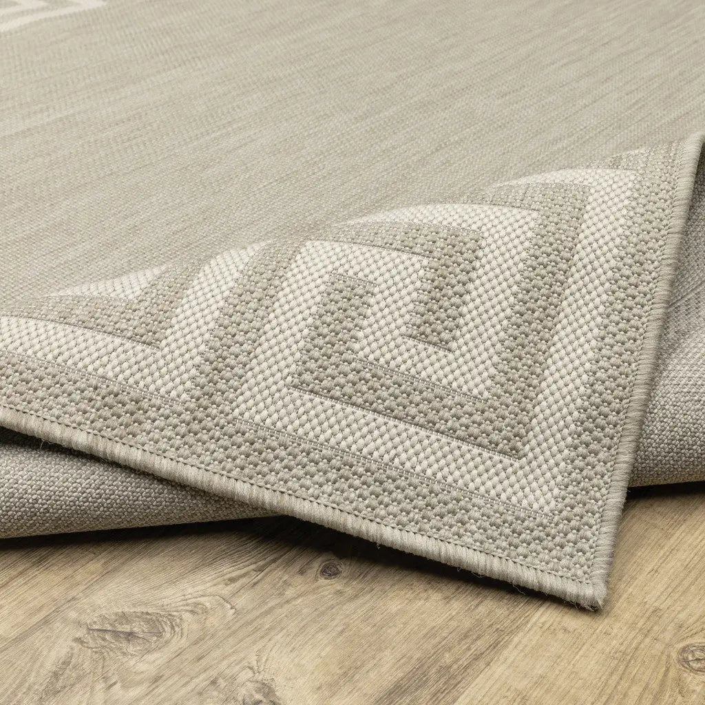 2' X 7' Gray and Ivory Stain Resistant Indoor Outdoor Area Rug Homeroots Outdoor