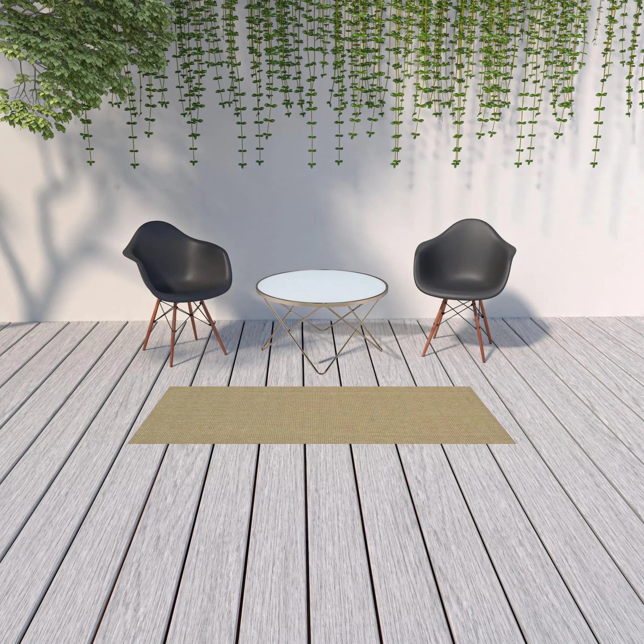 2' X 8' Beige Stain Resistant Indoor Outdoor Area Rug Homeroots Outdoor