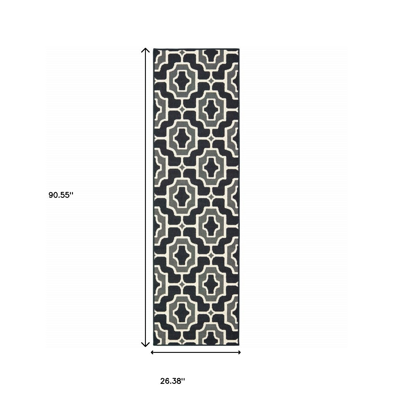 2' X 8' Black and Gray Geometric Stain Resistant Indoor Outdoor Area Rug Homeroots Outdoor
