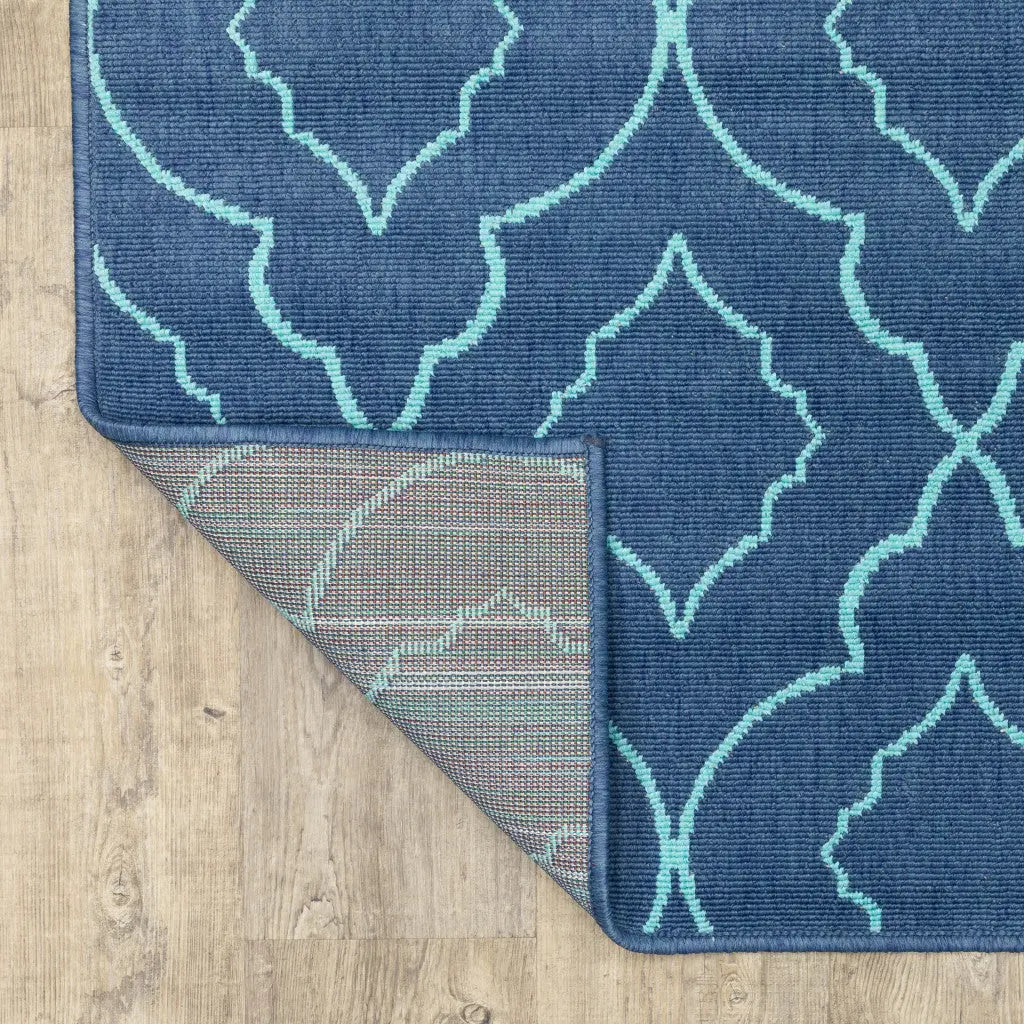 2' X 8' Blue Geometric Stain Resistant Indoor Outdoor Area Rug Homeroots Outdoor