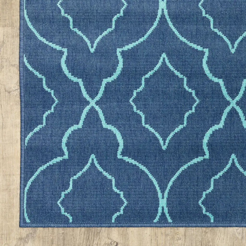2' X 8' Blue Geometric Stain Resistant Indoor Outdoor Area Rug Homeroots Outdoor