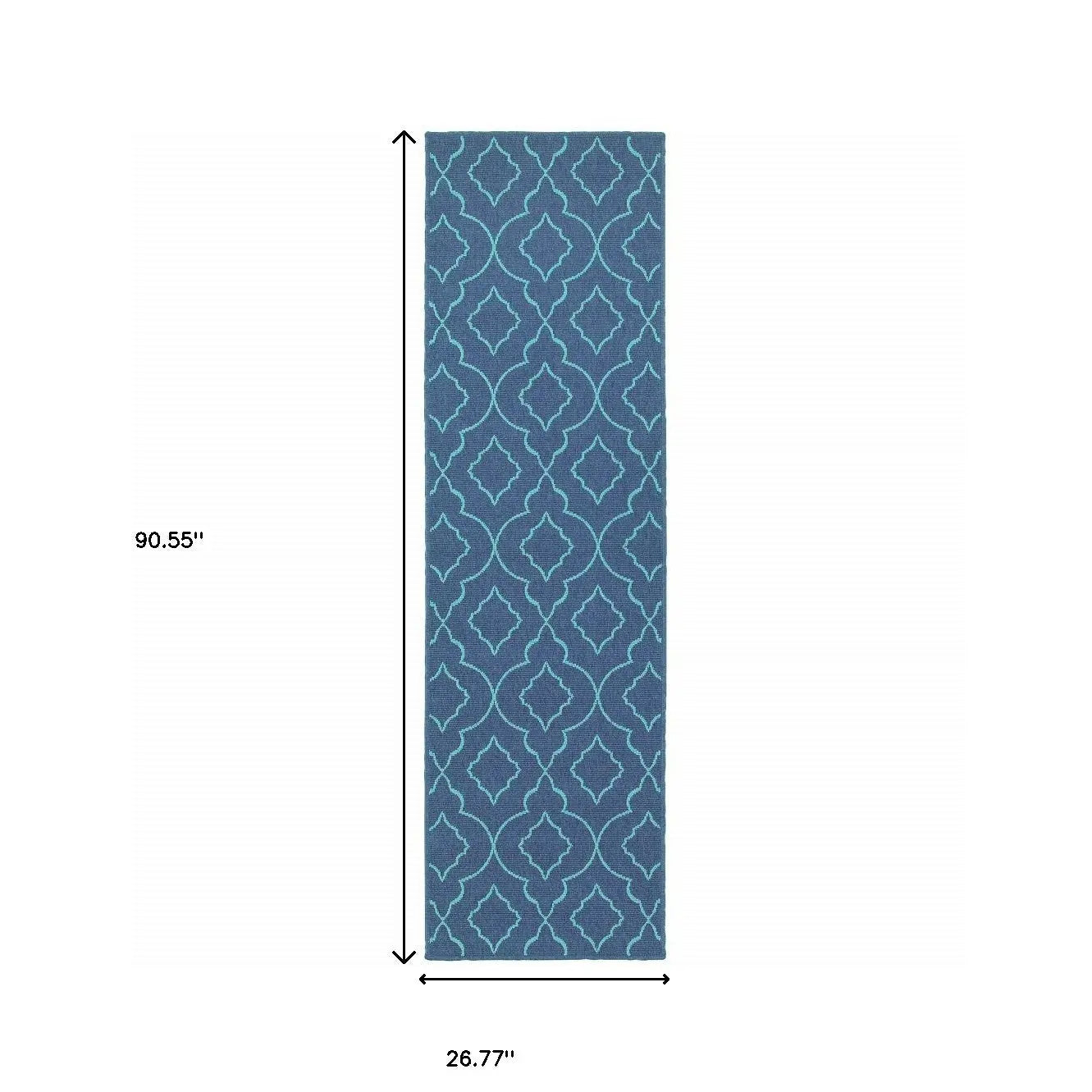 2' X 8' Blue Geometric Stain Resistant Indoor Outdoor Area Rug Homeroots Outdoor