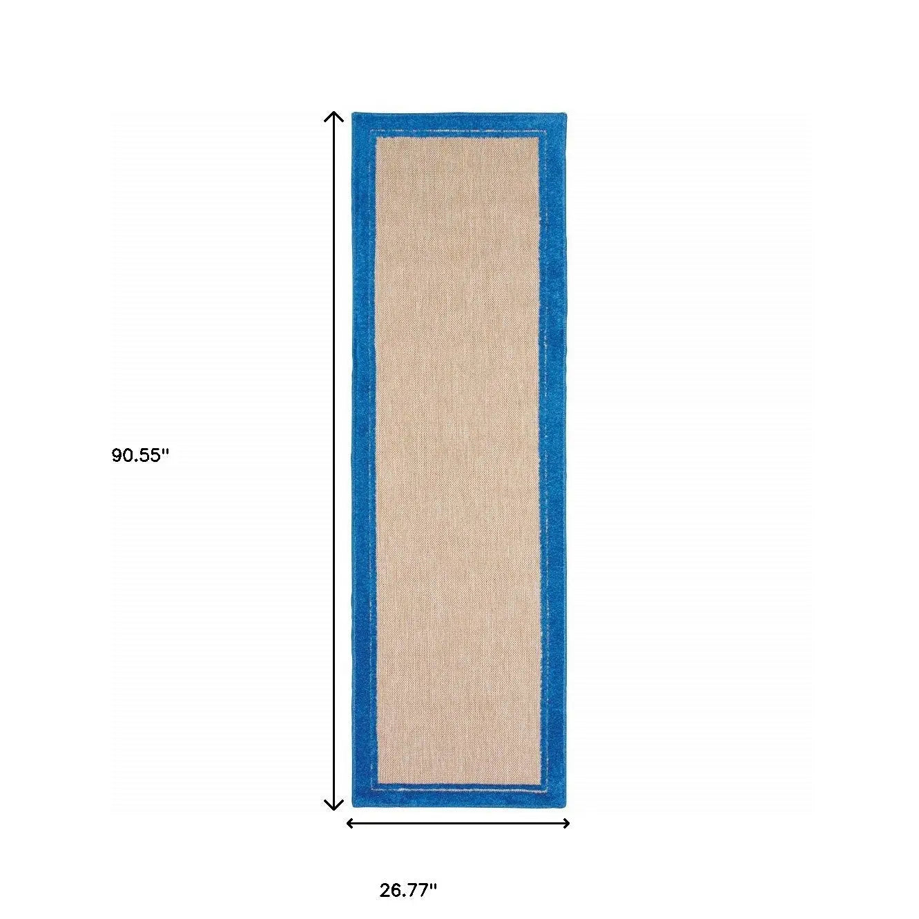 2' X 8' Blue and Beige Stain Resistant Indoor Outdoor Area Rug Homeroots Outdoor