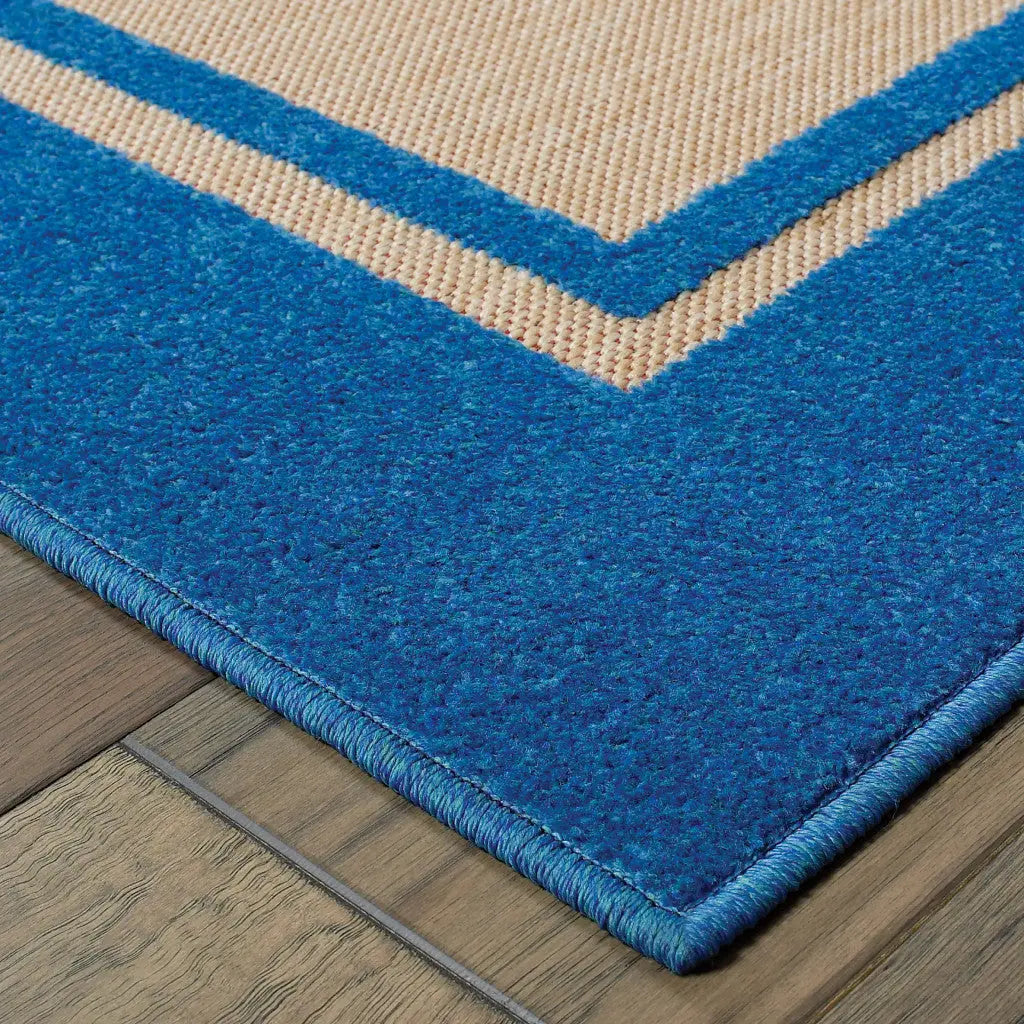 2' X 8' Blue and Beige Stain Resistant Indoor Outdoor Area Rug Homeroots Outdoor