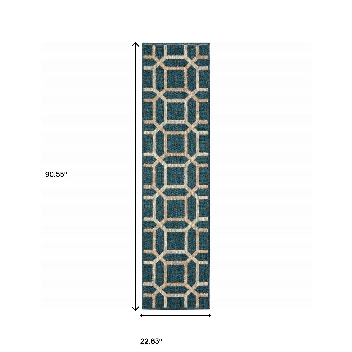 2' X 8' Blue and Gray Geometric Stain Resistant Indoor Outdoor Area Rug Homeroots Outdoor