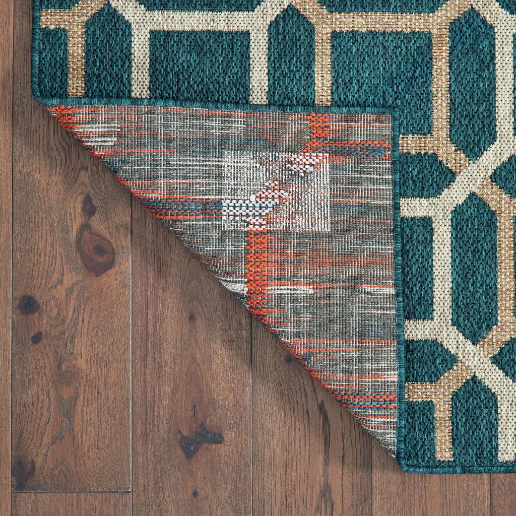 2' X 8' Blue and Gray Geometric Stain Resistant Indoor Outdoor Area Rug Homeroots Outdoor
