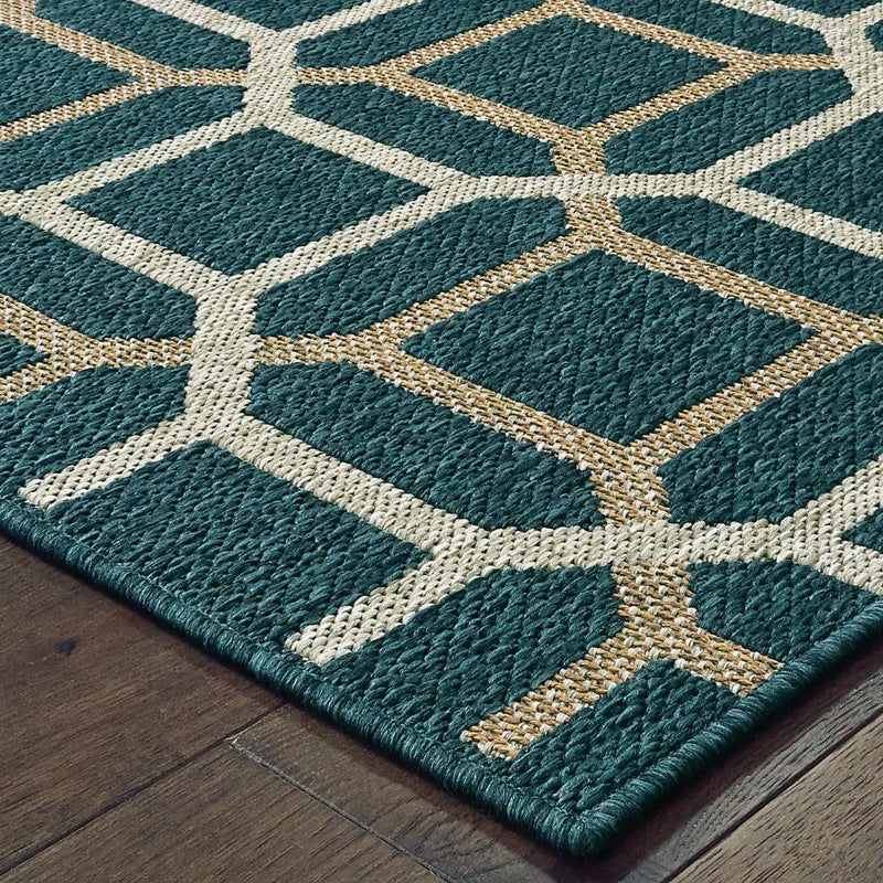 2' X 8' Blue and Gray Geometric Stain Resistant Indoor Outdoor Area Rug Homeroots Outdoor