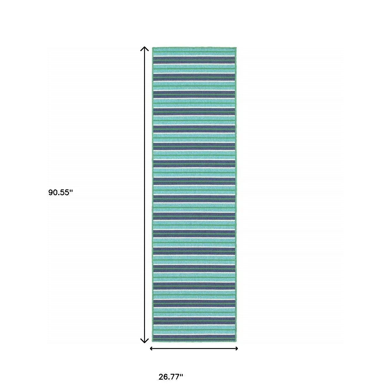 2' X 8' Blue and Green Geometric Stain Resistant Indoor Outdoor Area Rug Homeroots Outdoor
