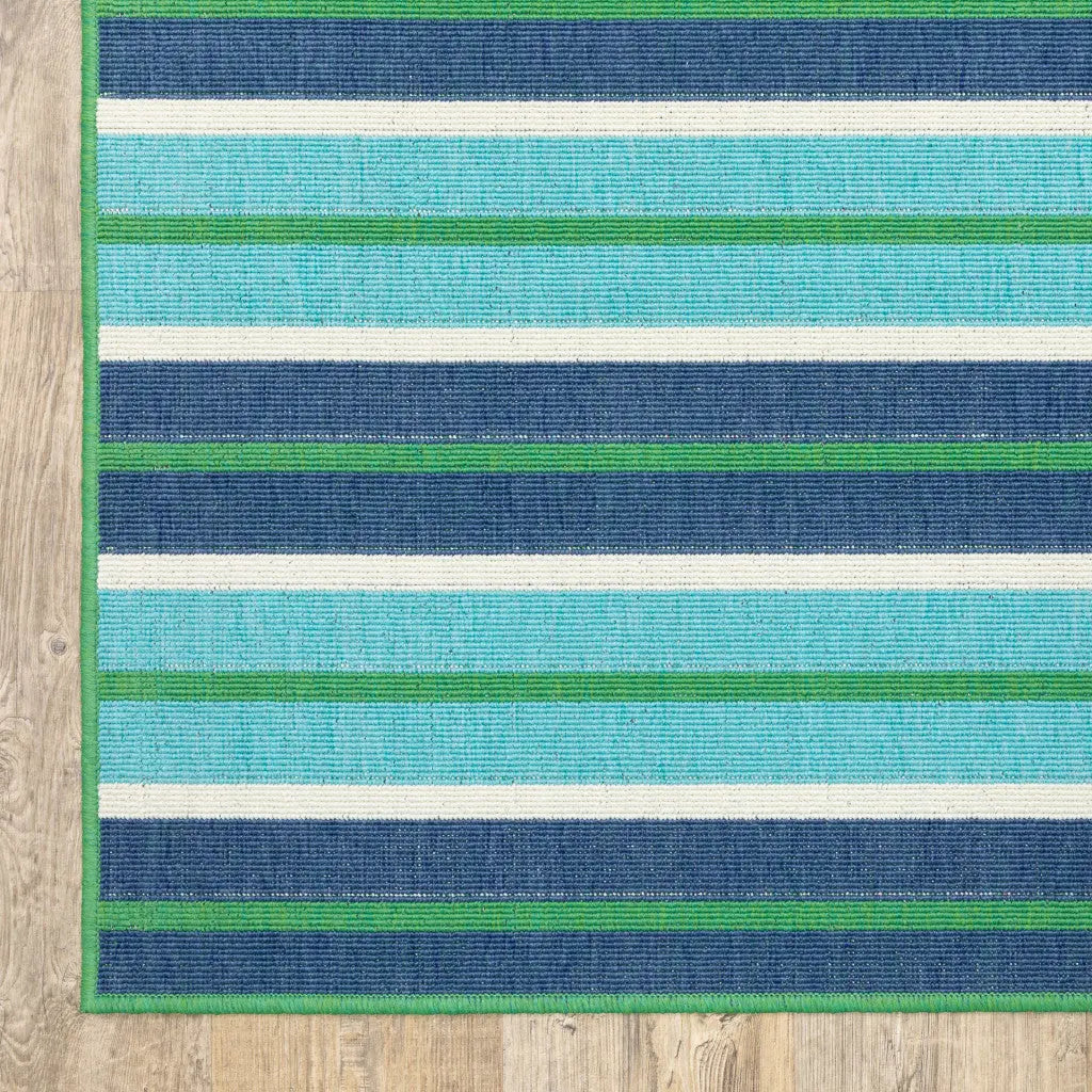 2' X 8' Blue and Green Geometric Stain Resistant Indoor Outdoor Area Rug Homeroots Outdoor