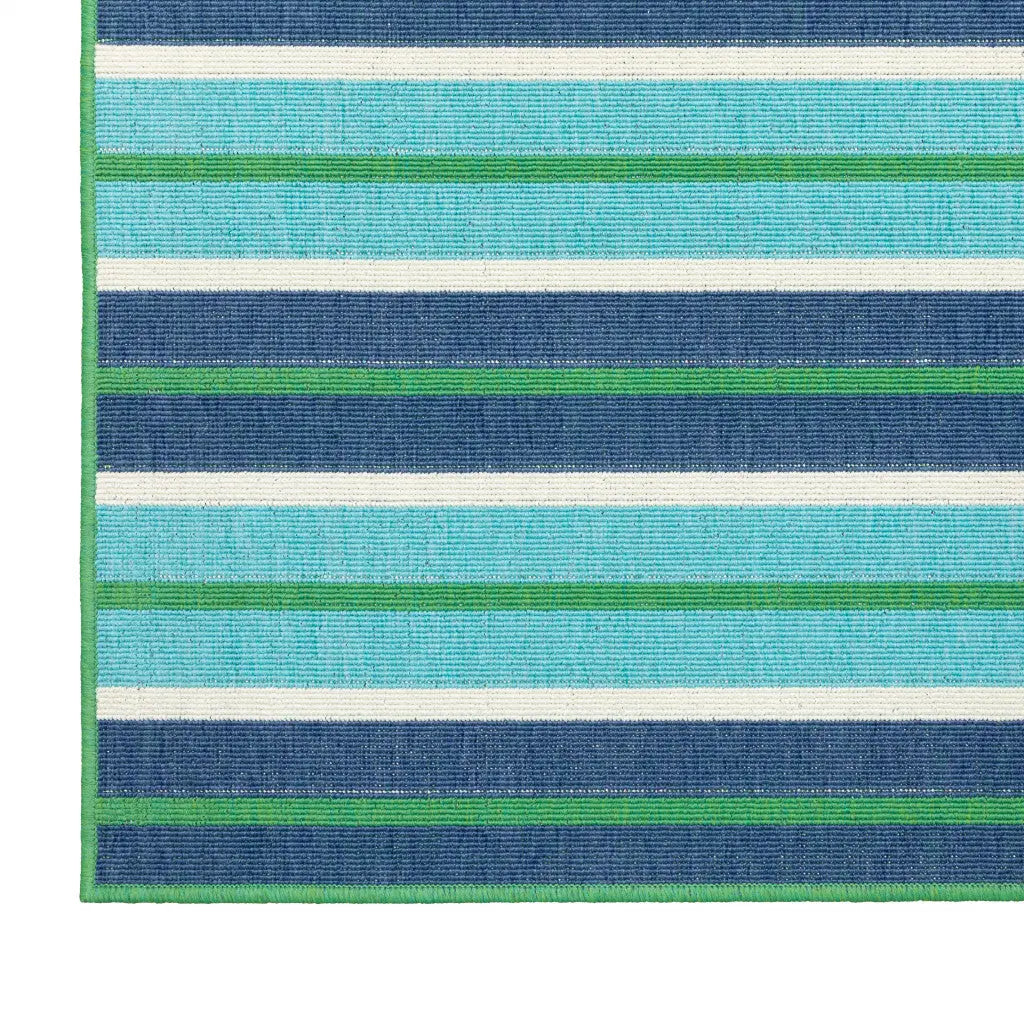 2' X 8' Blue and Green Geometric Stain Resistant Indoor Outdoor Area Rug Homeroots Outdoor
