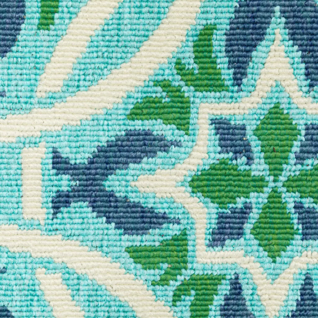 2' X 8' Blue and Green Geometric Stain Resistant Indoor Outdoor Area Rug Homeroots Outdoor