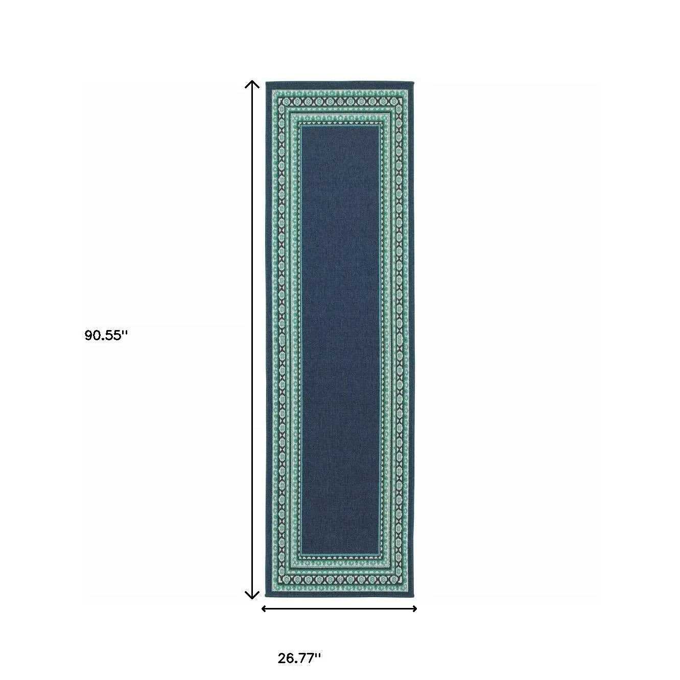 2' X 8' Blue and Green Indoor Outdoor Area Rug Homeroots Outdoor