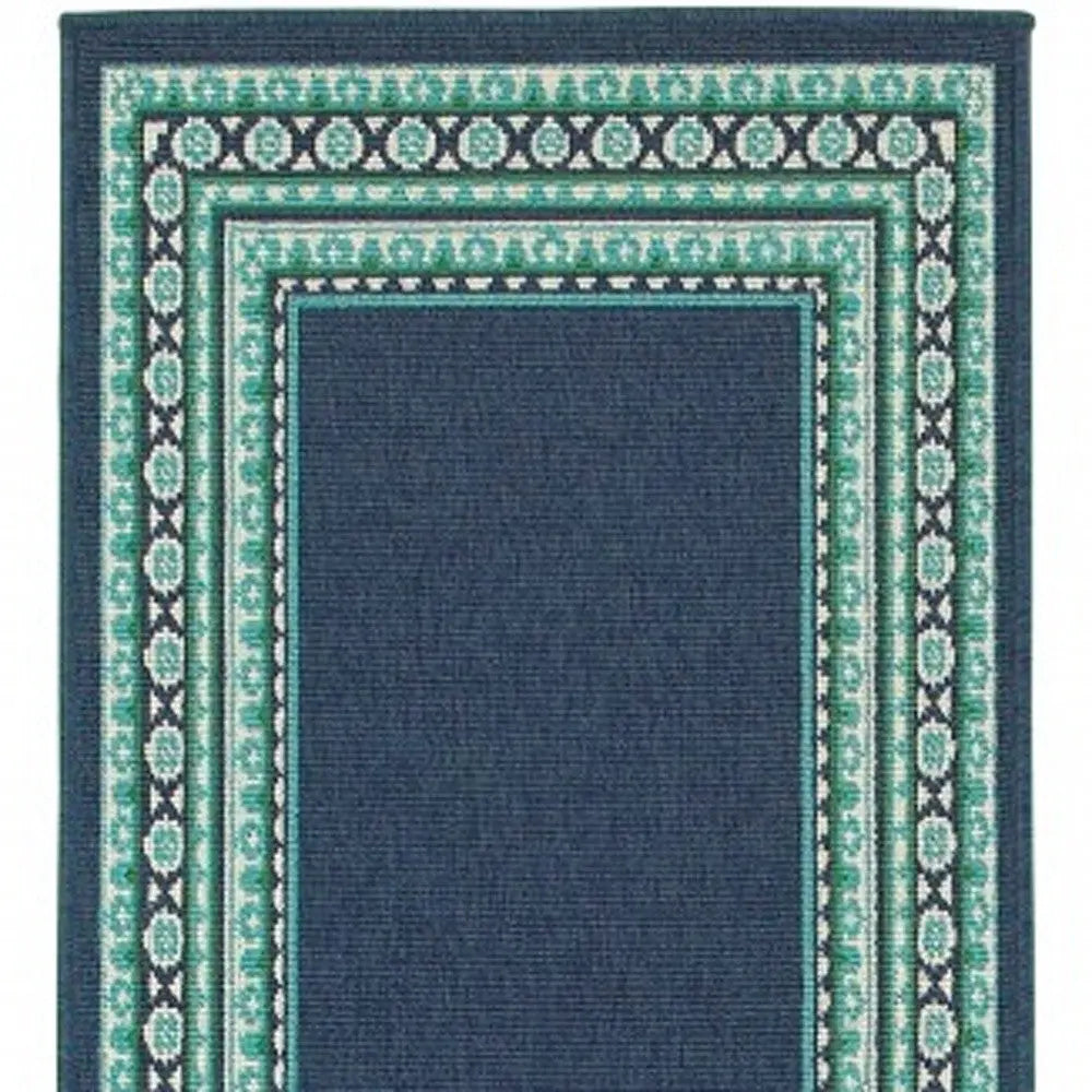 2' X 8' Blue and Green Indoor Outdoor Area Rug Homeroots Outdoor