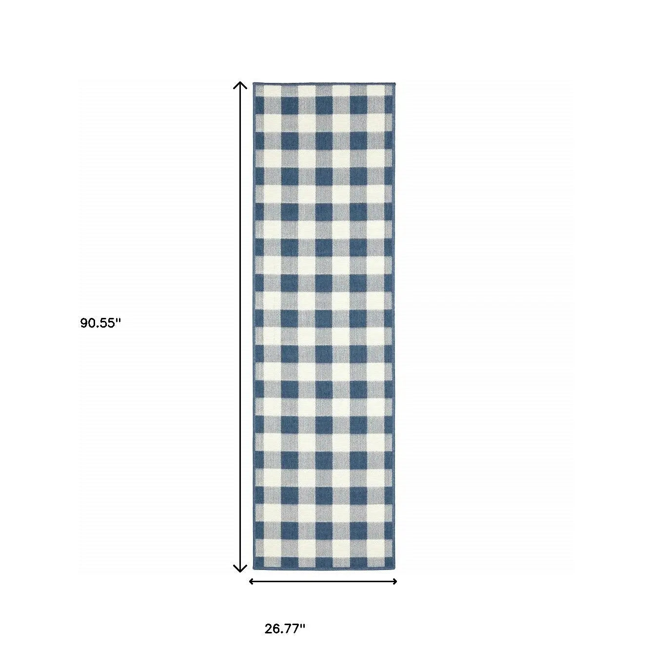 2' X 8' Blue and Ivory Geometric Stain Resistant Indoor Outdoor Area Rug Homeroots Outdoor