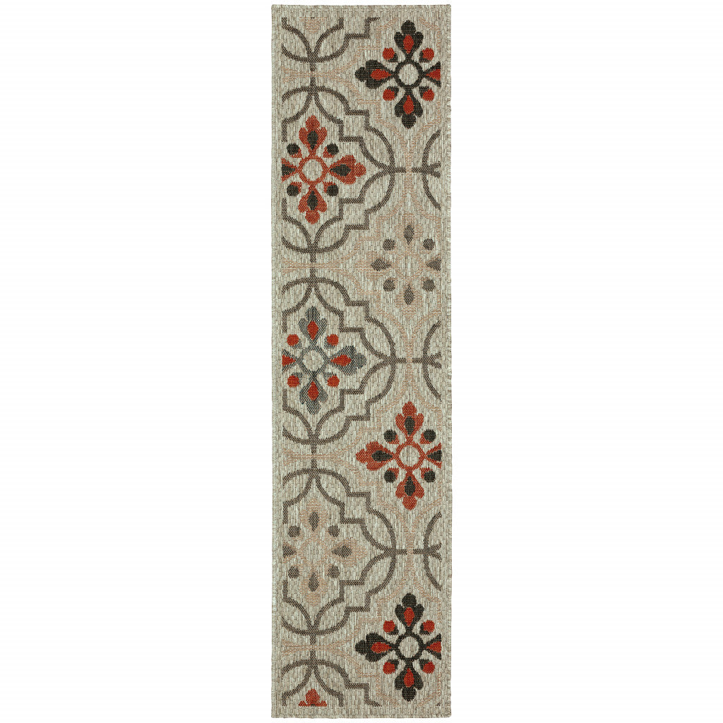 2' X 8' Gray Geometric Stain Resistant Indoor Outdoor Area Rug Homeroots Outdoor