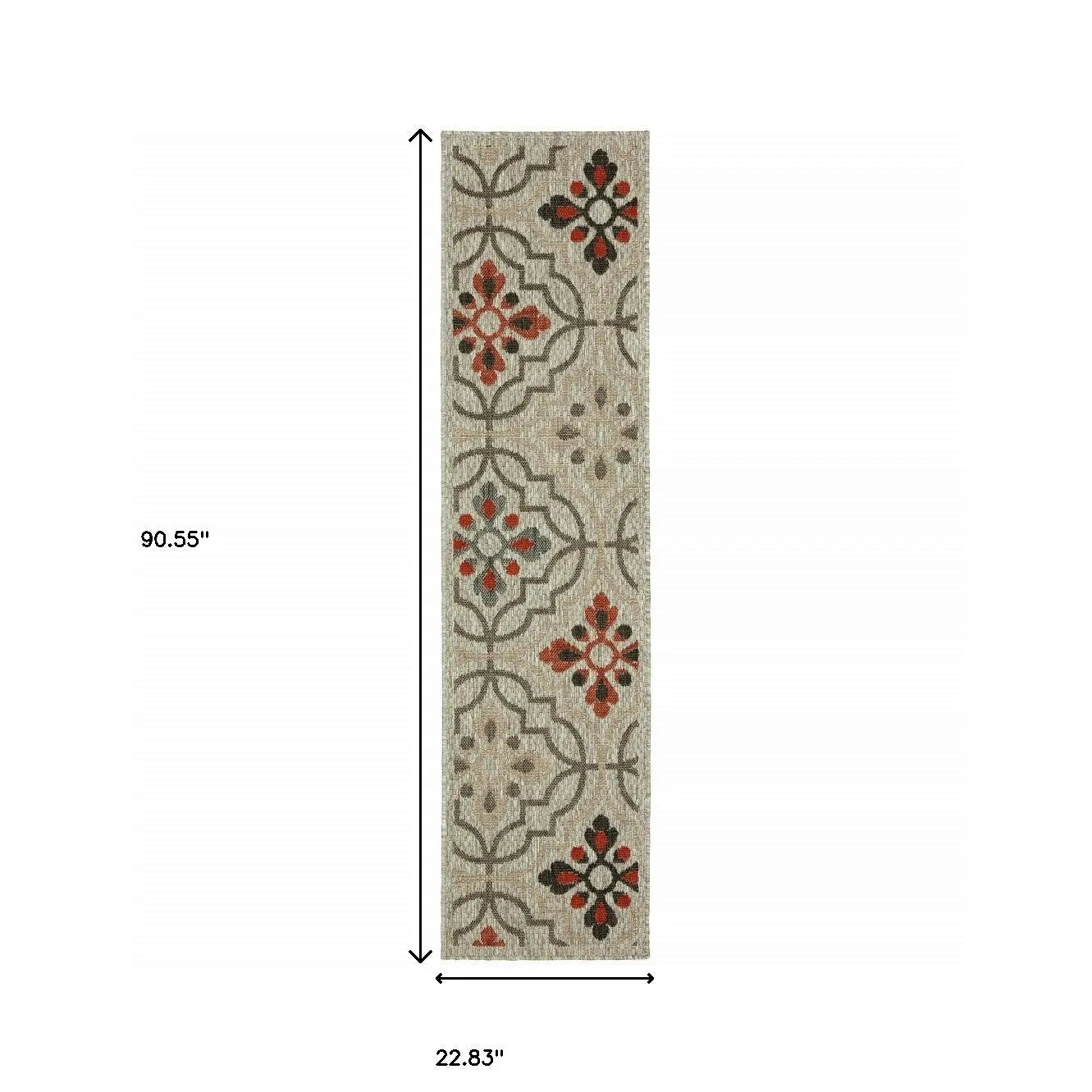 2' X 8' Gray Geometric Stain Resistant Indoor Outdoor Area Rug Homeroots Outdoor