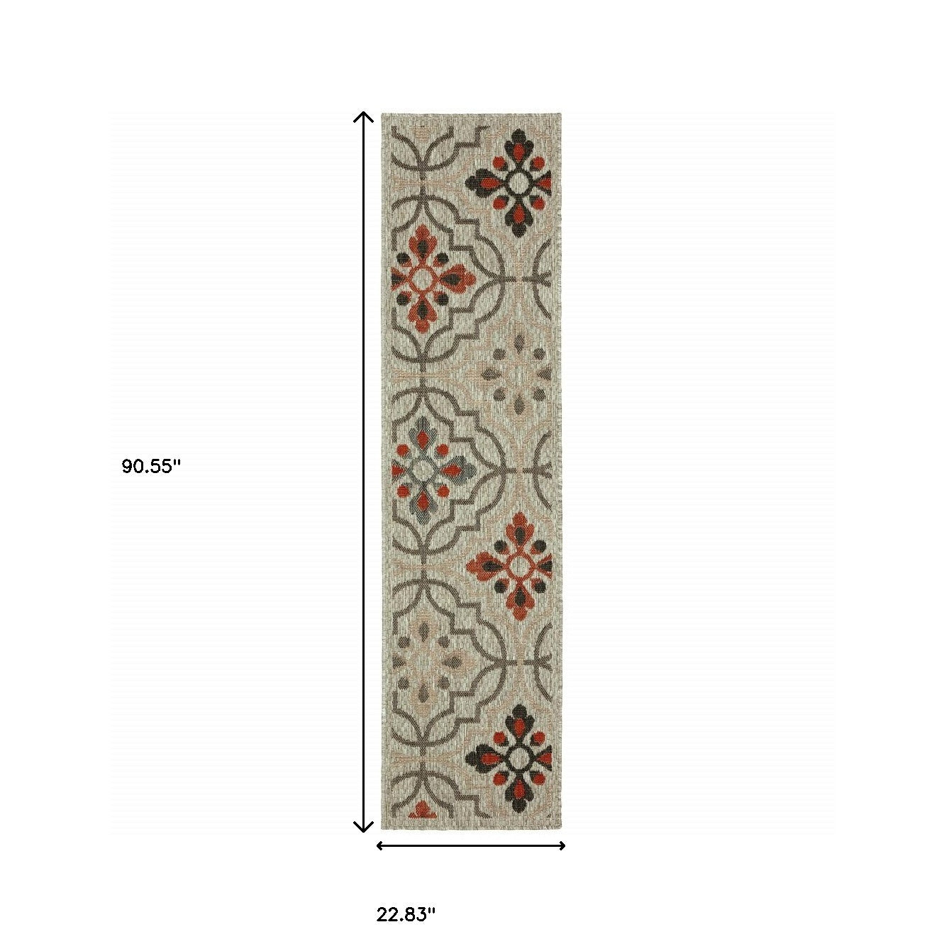 2' X 8' Gray Geometric Stain Resistant Indoor Outdoor Area Rug Homeroots Outdoor