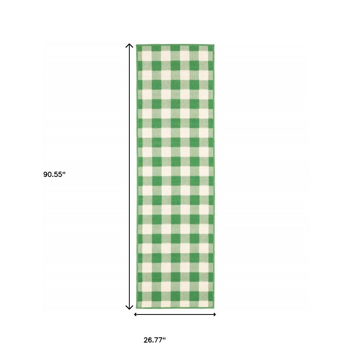 2' X 8' Green and Ivory Geometric Stain Resistant Indoor Outdoor Area Rug Homeroots Outdoor