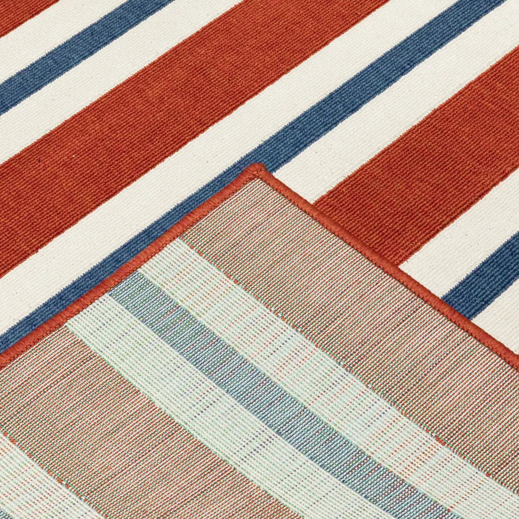 2' X 8' Red and Ivory Geometric Stain Resistant Indoor Outdoor Area Rug Homeroots Outdoor