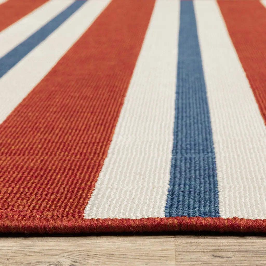 2' X 8' Red and Ivory Geometric Stain Resistant Indoor Outdoor Area Rug Homeroots Outdoor