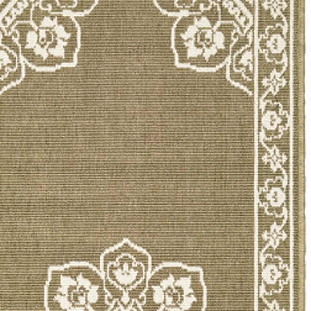 2' X 8' Tan Oriental Stain Resistant Indoor Outdoor Area Rug Homeroots Outdoor