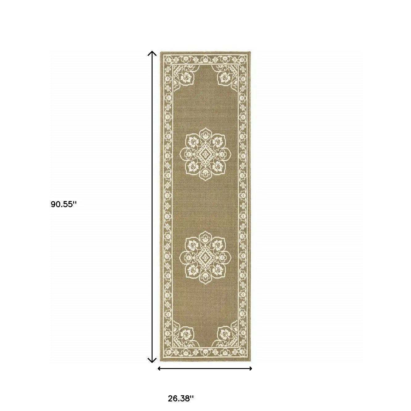 2' X 8' Tan Oriental Stain Resistant Indoor Outdoor Area Rug Homeroots Outdoor