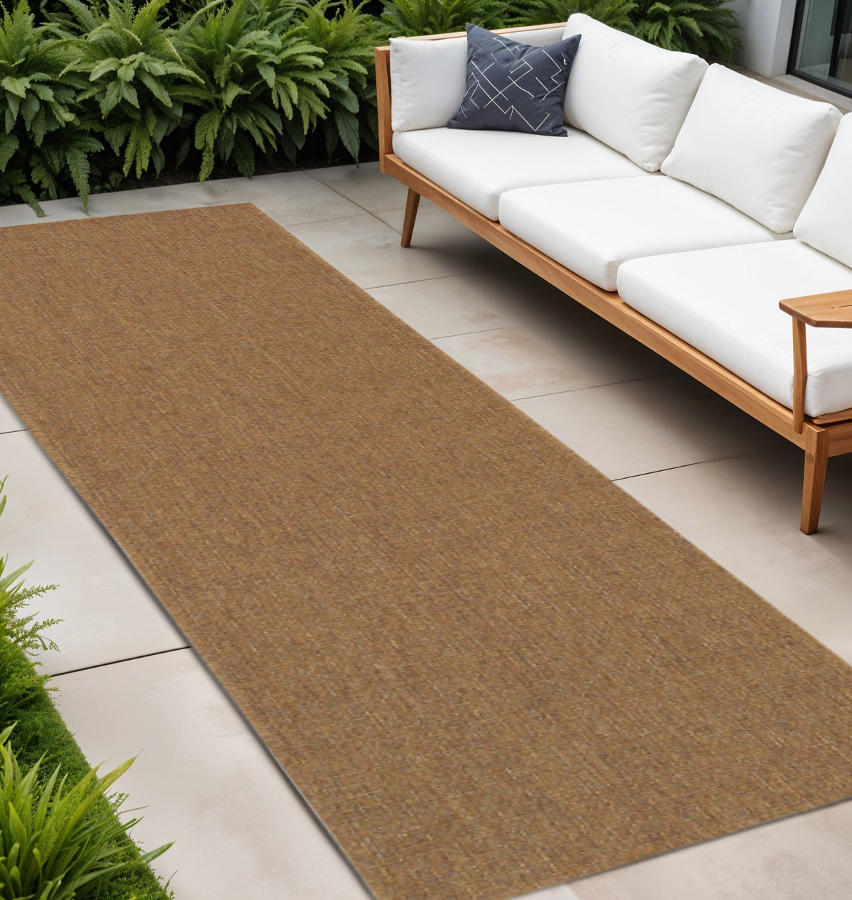 2' X 8' Tan Stain Resistant Indoor Outdoor Area Rug Homeroots Outdoor