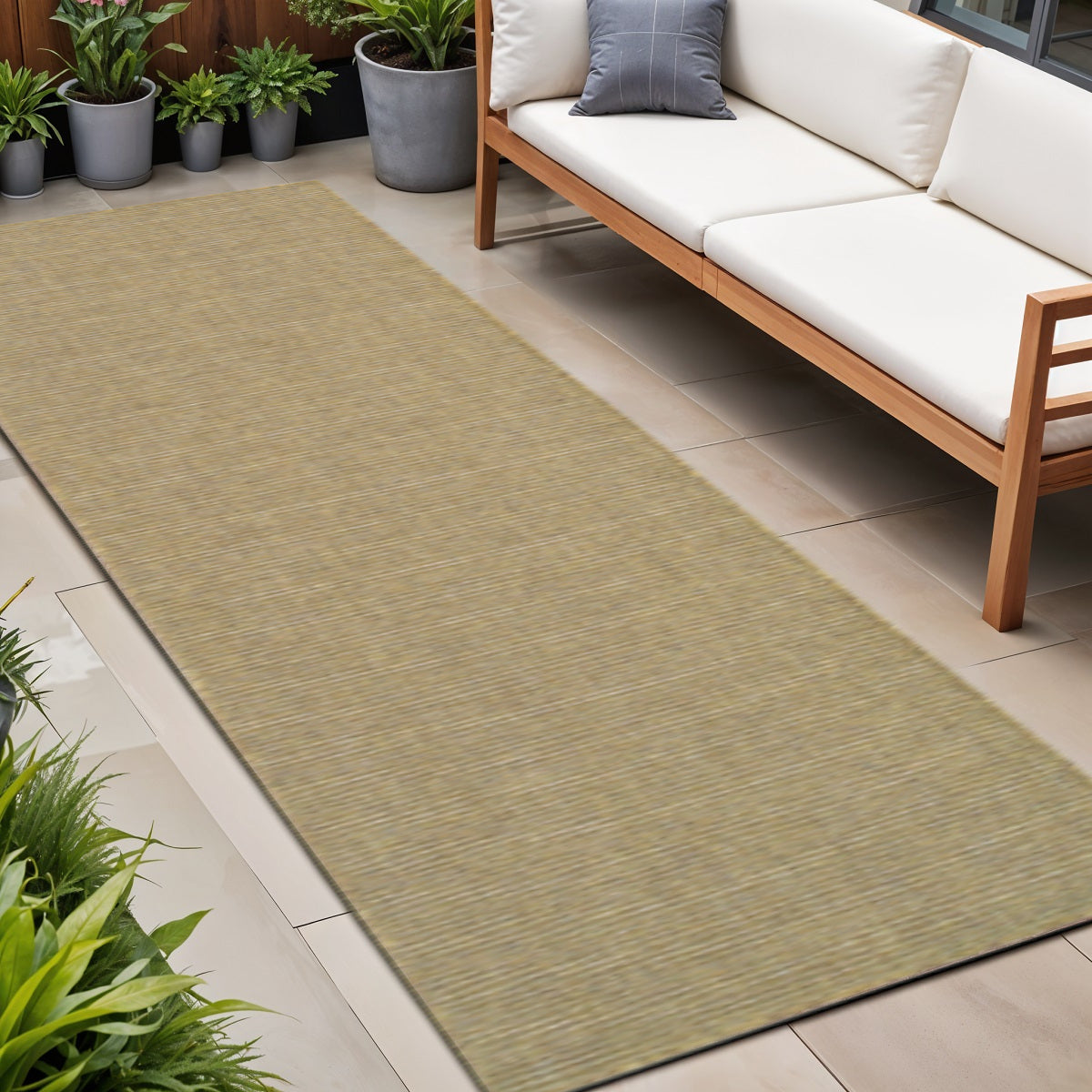 2' X 8' Tan Stain Resistant Indoor Outdoor Area Rug Homeroots Outdoor