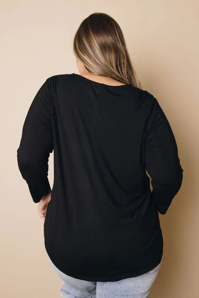 3/4 Sleeve Cut out Neckline Plus Size Top Stay Warm in Style