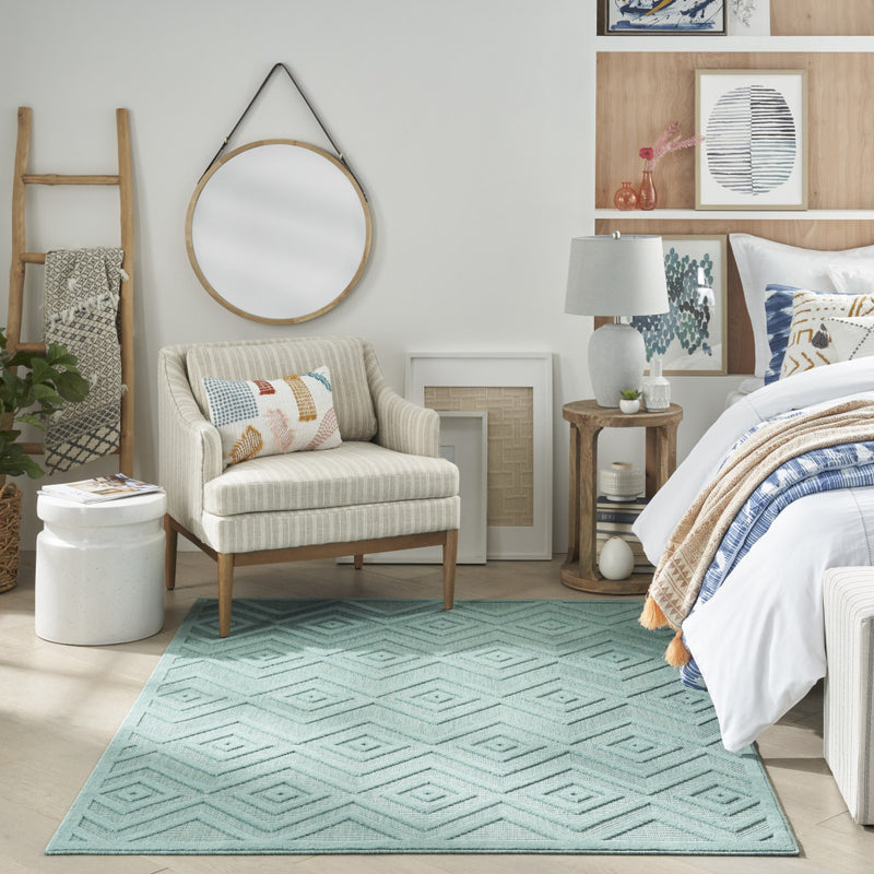 5' X 7' Aqua Indoor Outdoor Area Rug - GreatEagleInc