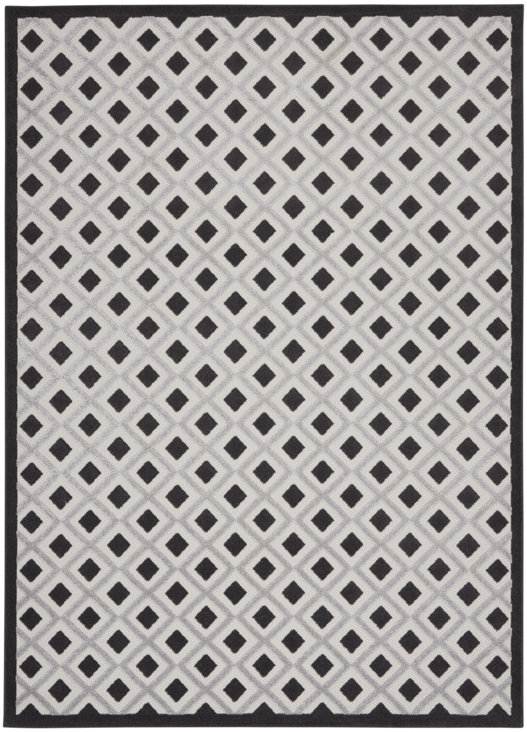 12' X 15' Black And White Gingham Non Skid Indoor Outdoor Area Rug - GreatEagleInc