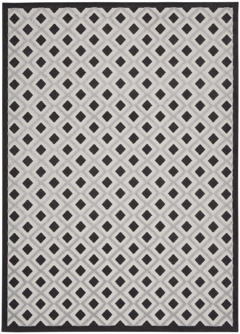 12' X 15' Black And White Gingham Non Skid Indoor Outdoor Area Rug - GreatEagleInc