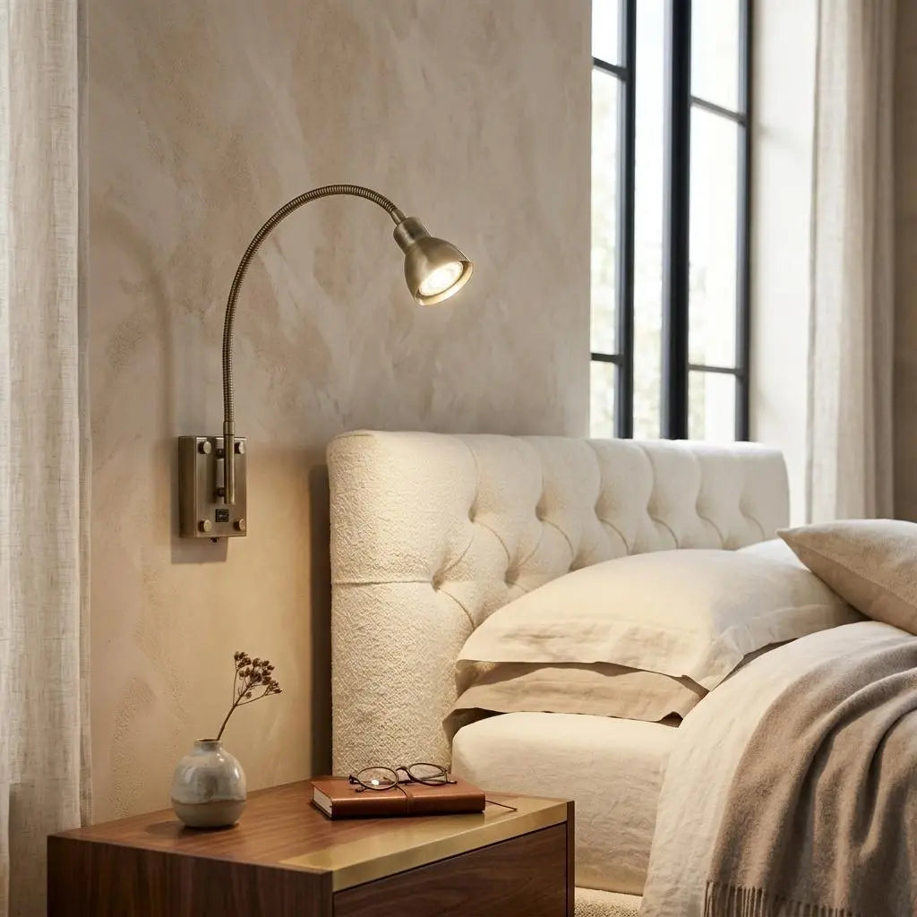30" Antiqued Brass Metal Spotlight Wall Sconce Homeroots Lighting