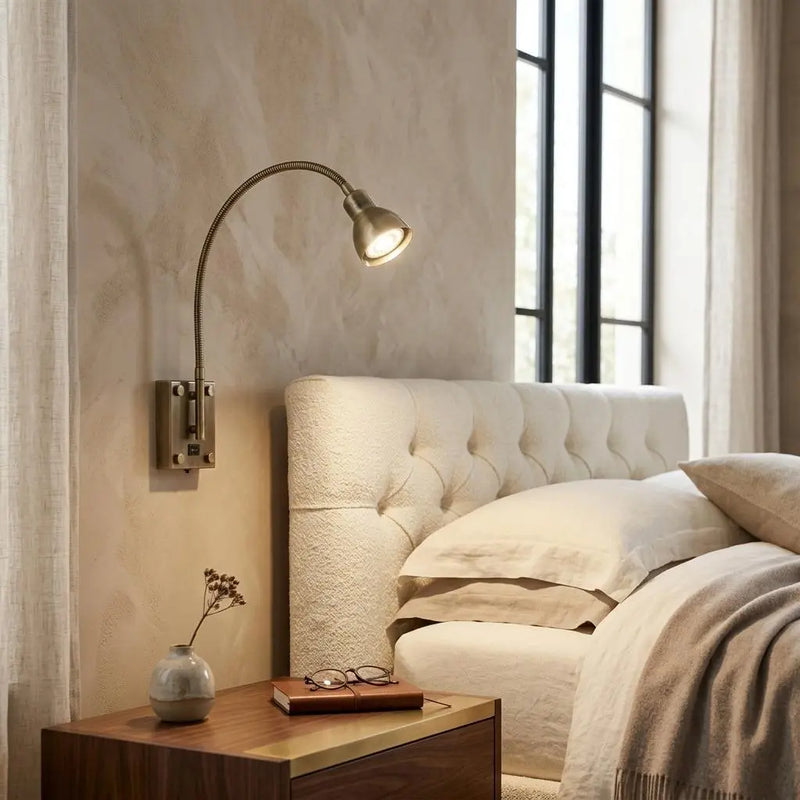 30" Antiqued Brass Metal Spotlight Wall Sconce Homeroots Lighting
