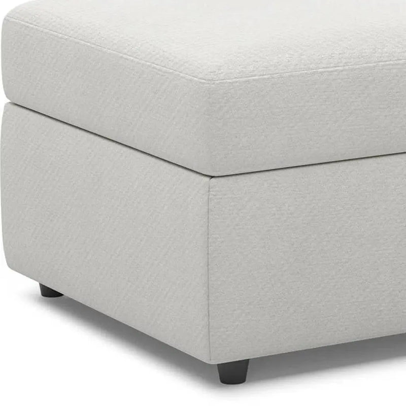 30" Beige and Black Chenille Storage Ottoman Homeroots Living Room