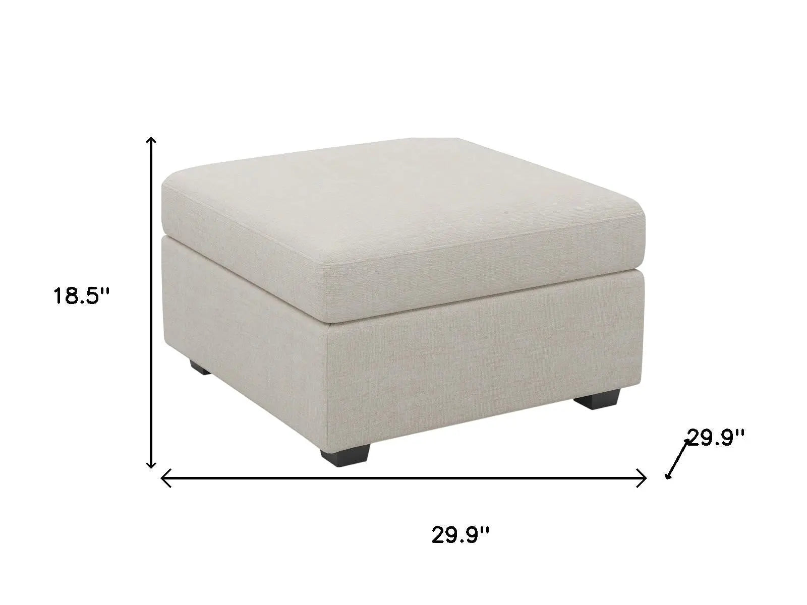 30" Beige and Black Chenille Storage Ottoman Homeroots Living Room