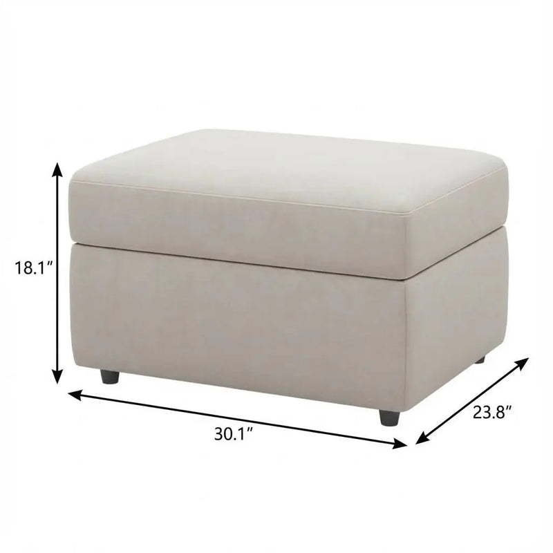 30" Beige and Black Velvet Storage Ottoman Homeroots Living Room