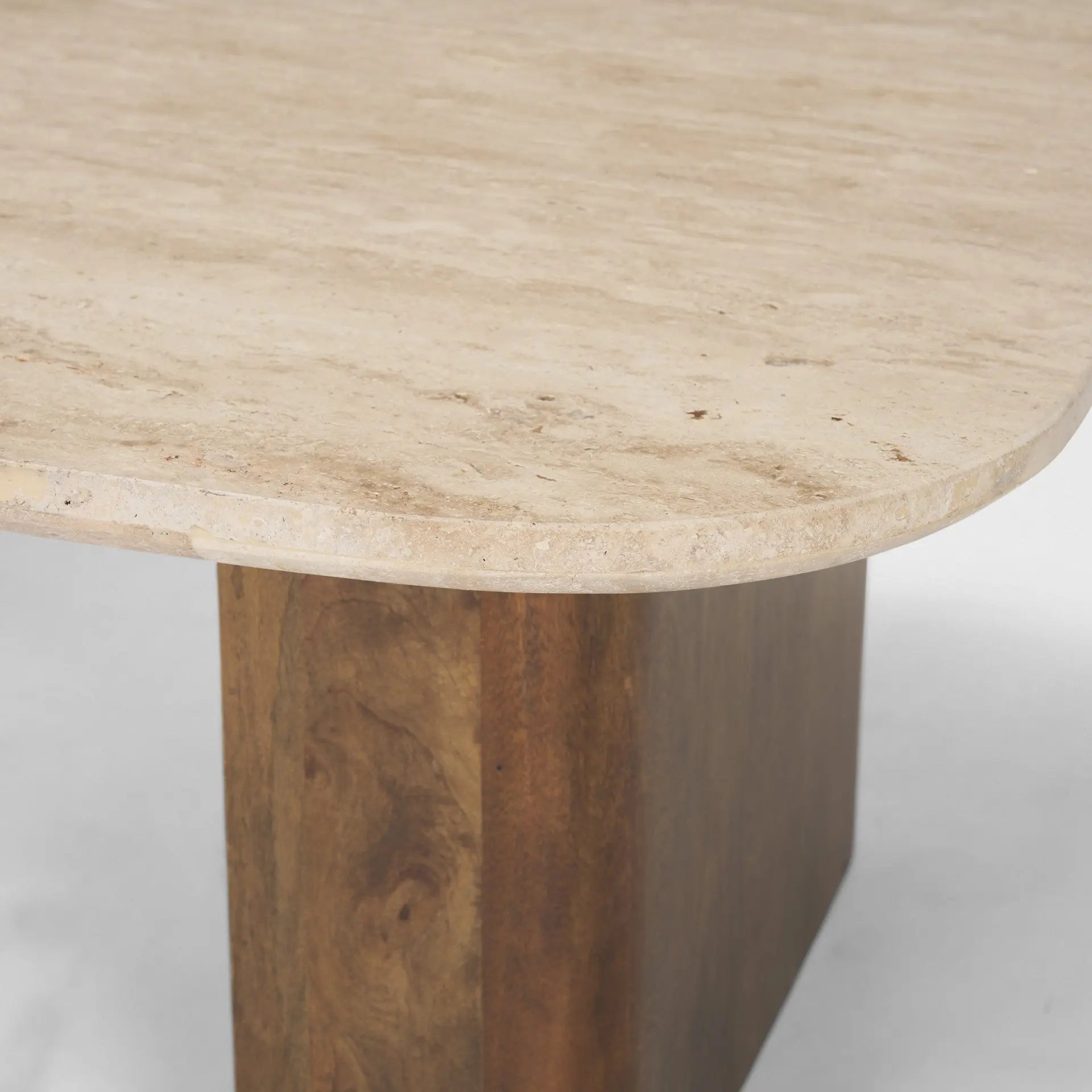 30" Beige and Brown Stone and Solid Wood Sled Coffee Table Homeroots Living Room