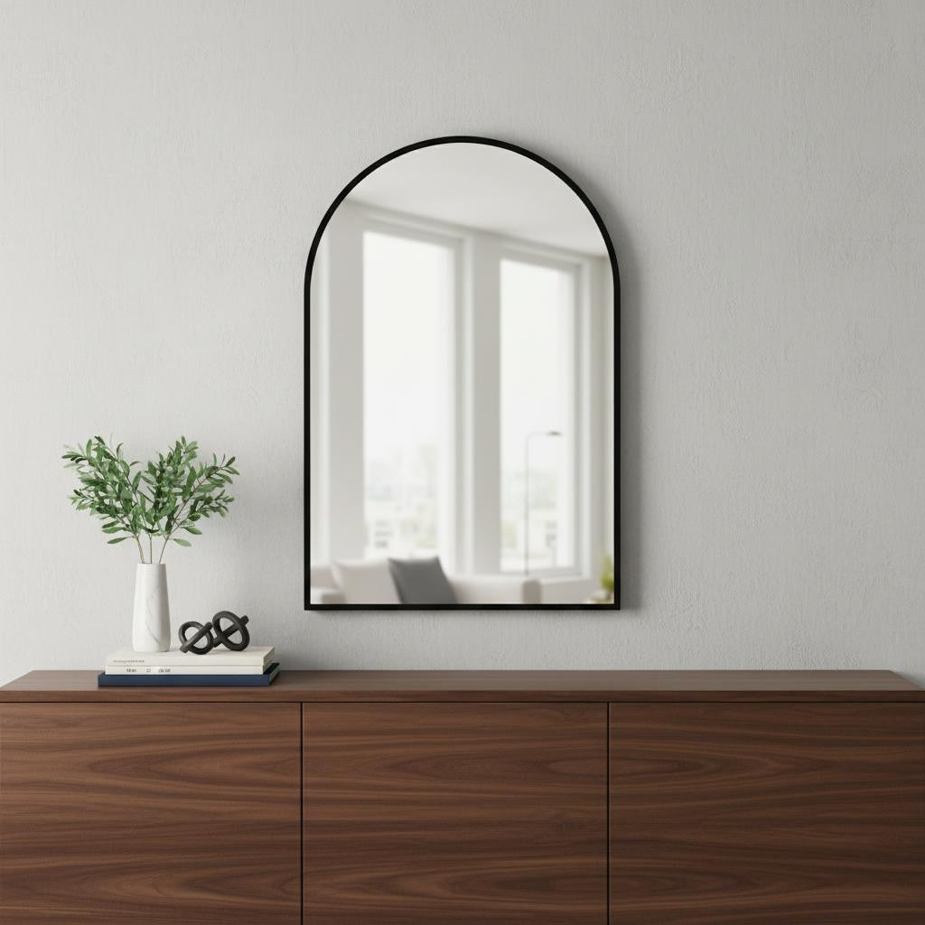 30" Black Aluminum Arch Framed Accent Mirror Homeroots Bed & Bath