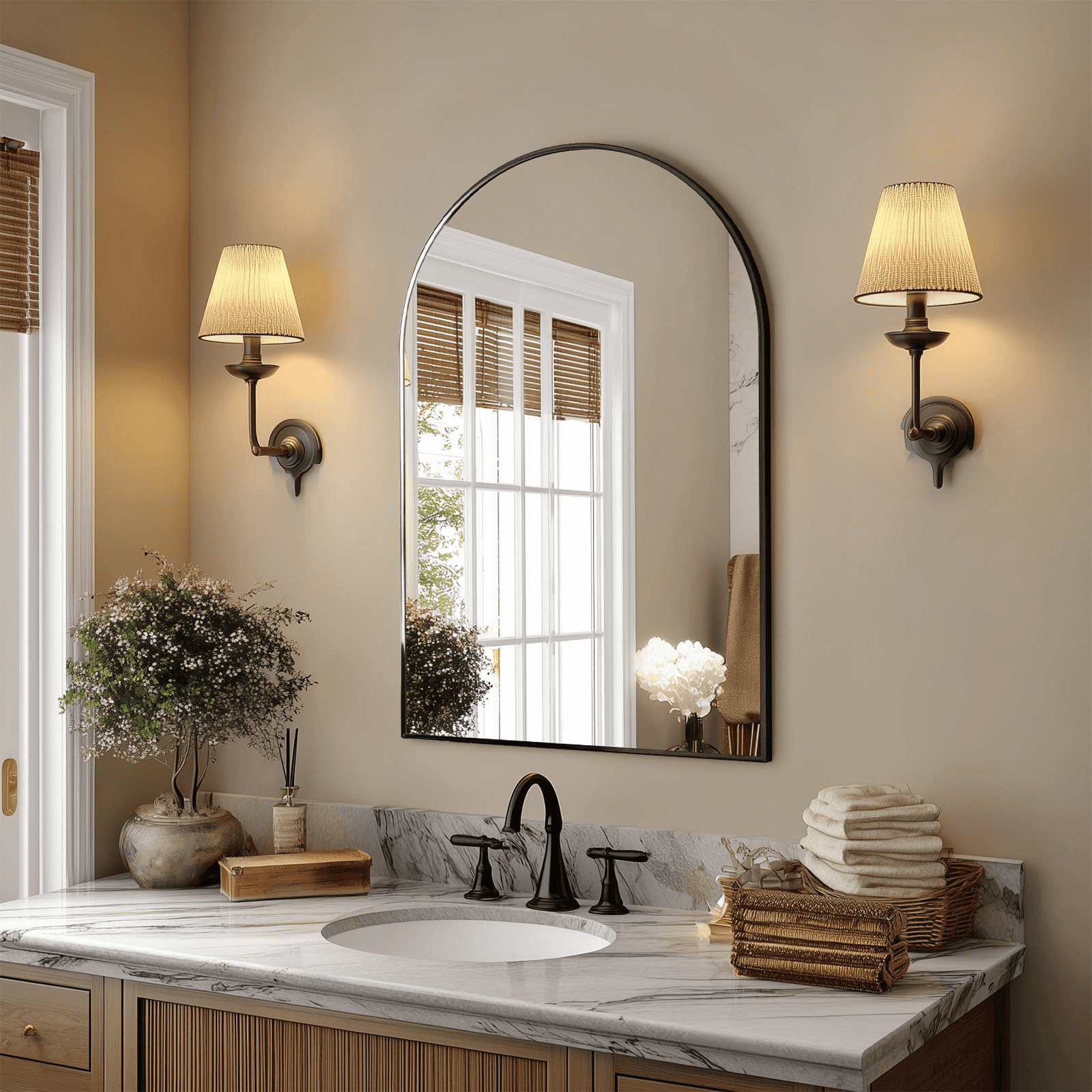 30" Black Aluminum Arch Framed Accent Mirror Homeroots Bed & Bath