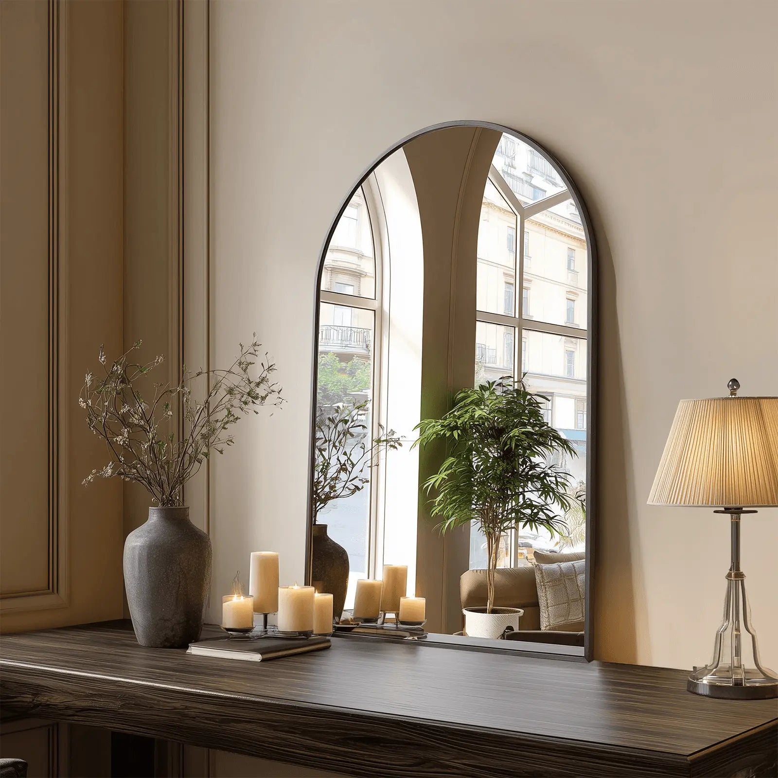 30" Black Aluminum Arch Framed Accent Mirror Homeroots Bed & Bath