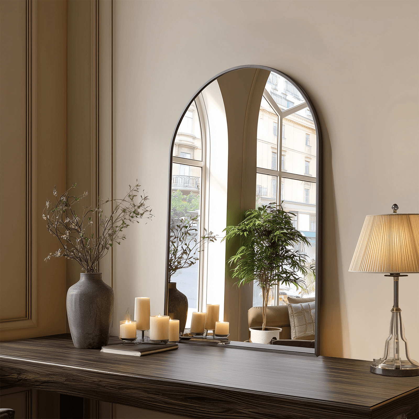 30" Black Aluminum Arch Framed Accent Mirror Homeroots Bed & Bath
