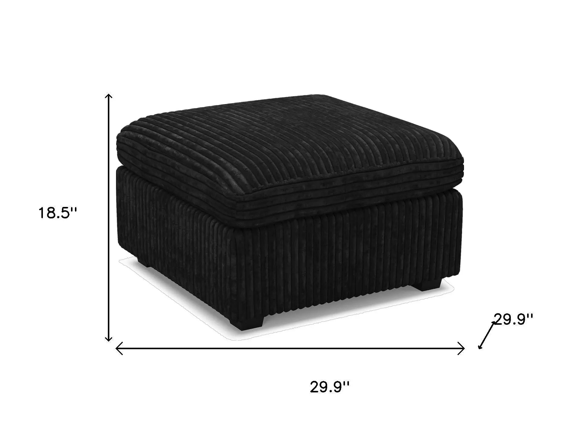 30" Black Corduroy Storage Ottoman Homeroots Living Room
