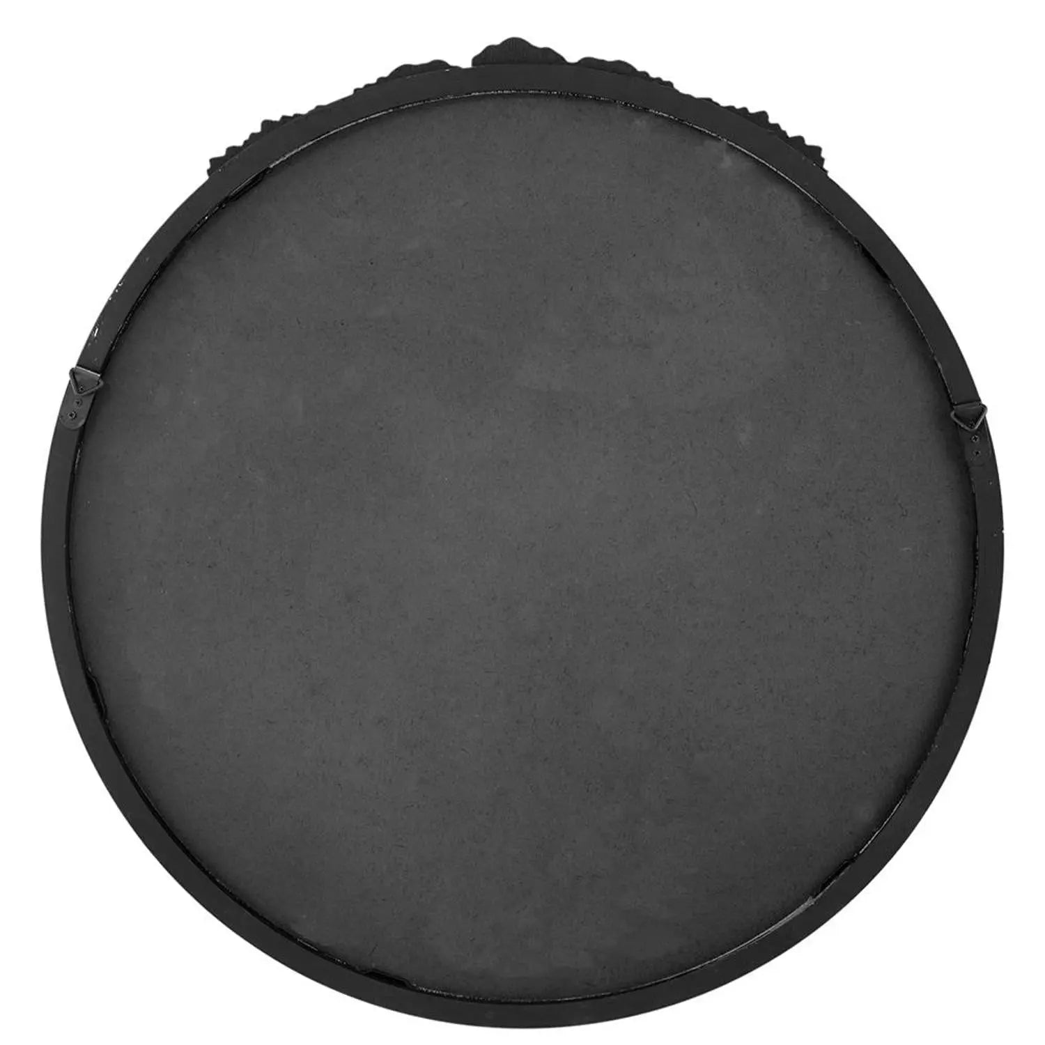 30" Black Crowned Top Antiqued Glass Round Framed Accent Mirror Homeroots Bed & Bath