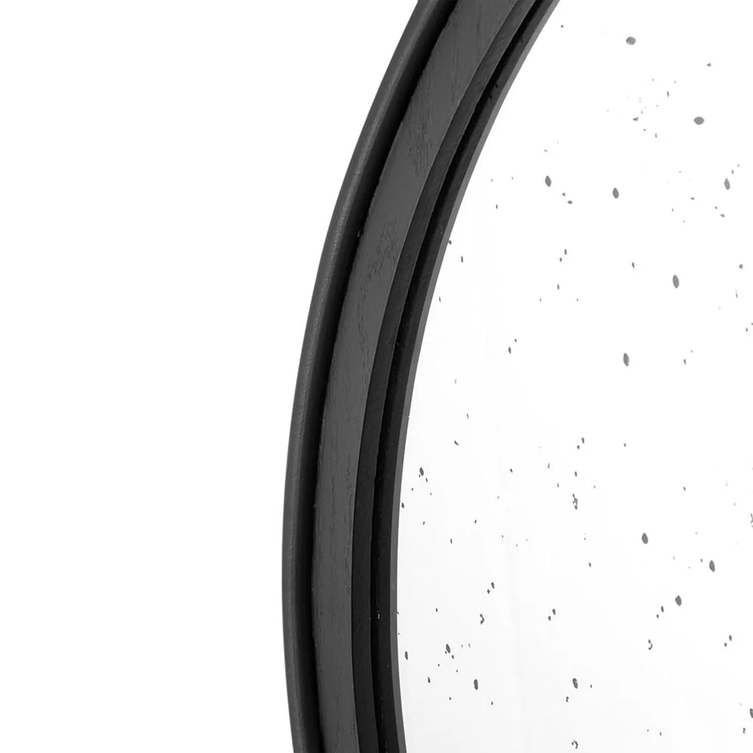 30" Black Crowned Top Antiqued Glass Round Framed Accent Mirror Homeroots Bed & Bath