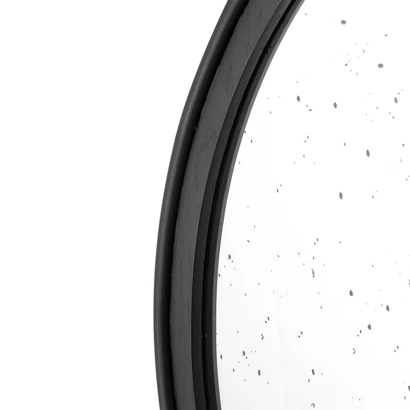 30" Black Crowned Top Antiqued Glass Round Framed Accent Mirror Homeroots Bed & Bath